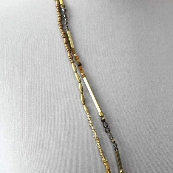 Chicos Binali Necklace Long Double Strand Mixed Beads Gold New Old Stock - Picture 4 of 5